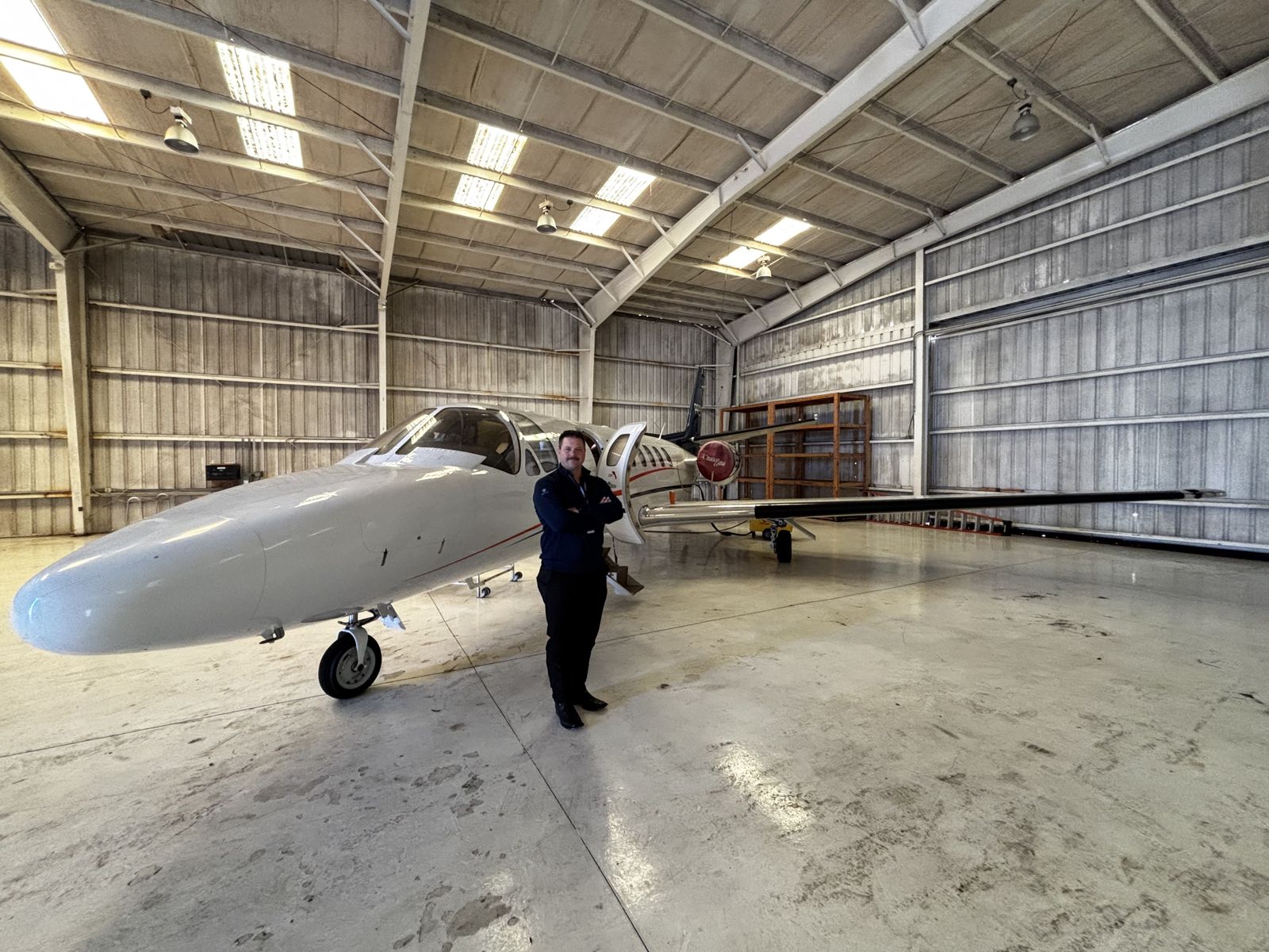 Cessna Citation in the hangar